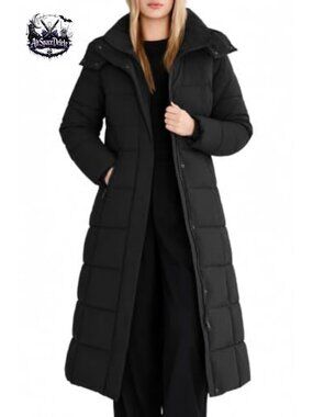 Women's Long Puffer Coat Hooded Belted Winter Coat Mid-Calf Quilted